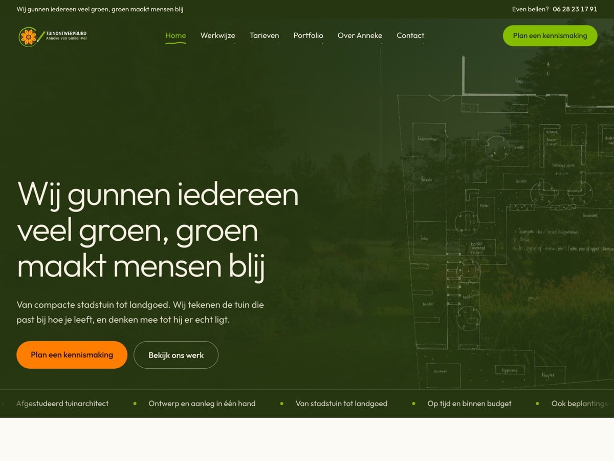 De website die we maakten voor Tuinontwerpburo
